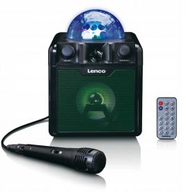 Karaokės kolonėlė su mikrofonu ir disco kamuoliu